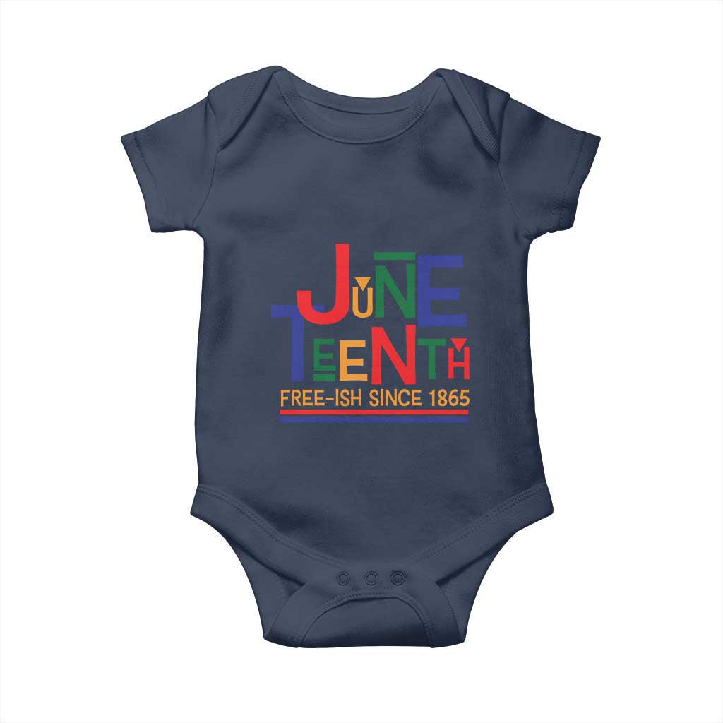 Free Ish Since 1865 Baby Onesie Juneteenth Celebration Retro TS01 Navy Print Your Wear
