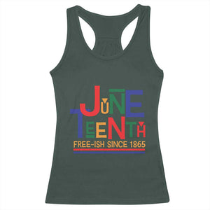 Free Ish Since 1865 Racerback Tank Top Juneteenth Celebration Retro TS01 Dark Forest Green Print Your Wear