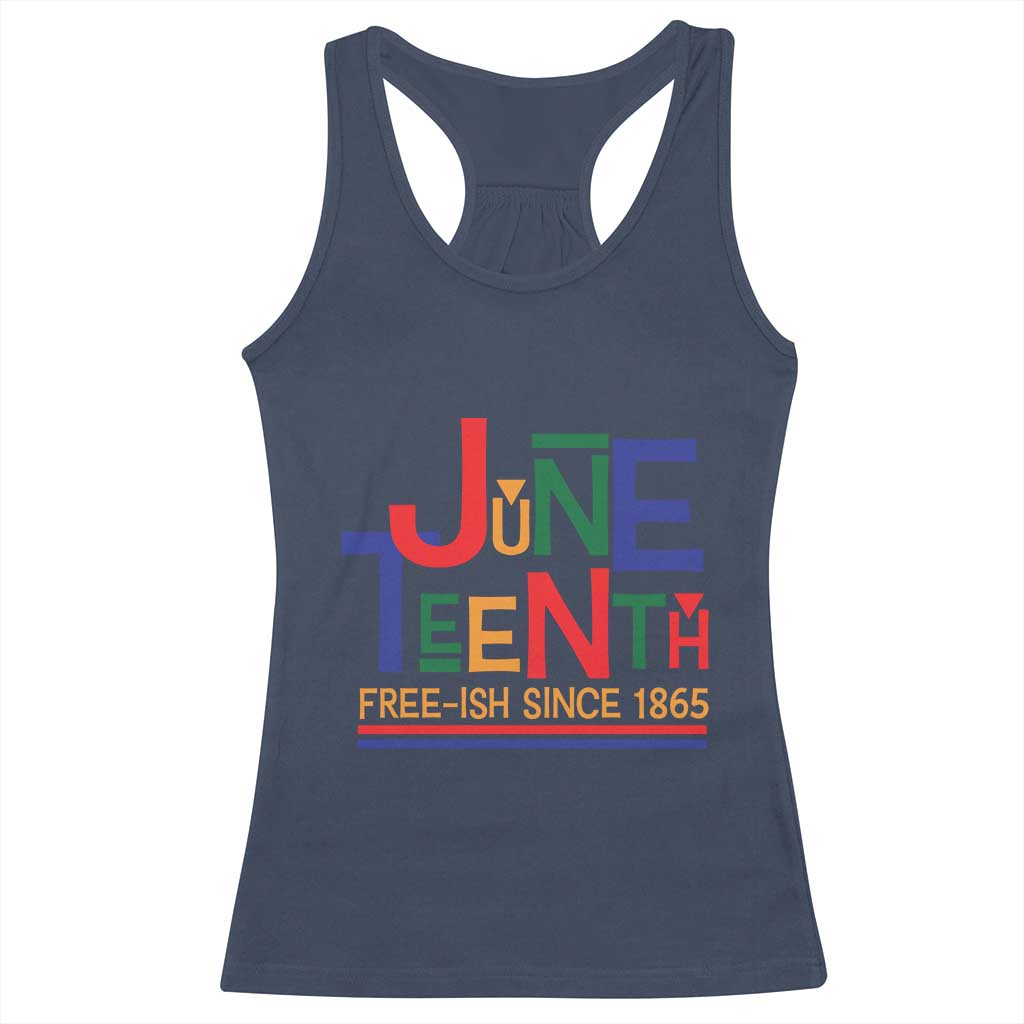 Free Ish Since 1865 Racerback Tank Top Juneteenth Celebration Retro TS01 Navy Print Your Wear