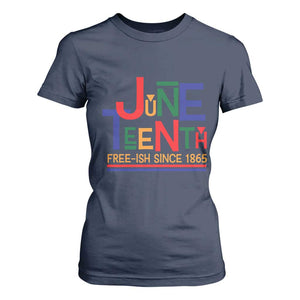 Free Ish Since 1865 T Shirt For Women Juneteenth Celebration Retro TS01 Navy Print Your Wear