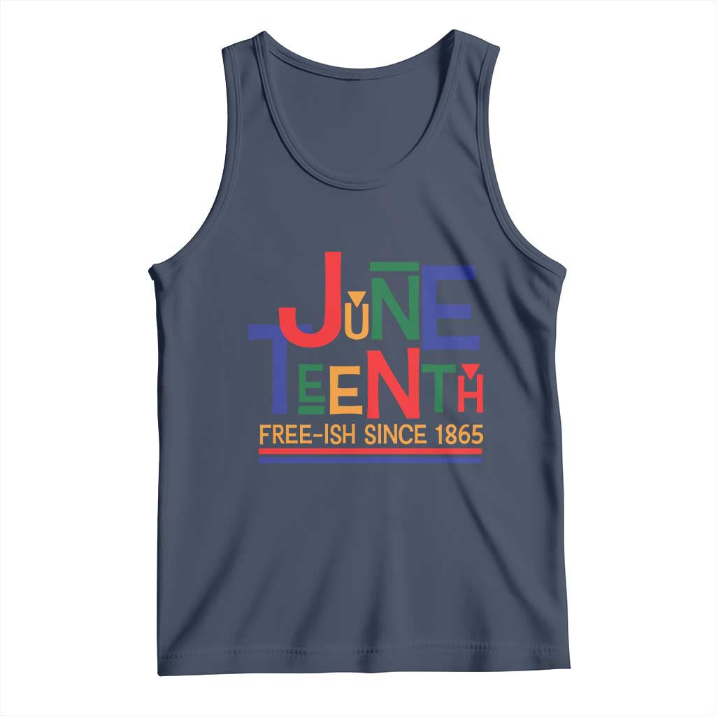 Free Ish Since 1865 Tank Top Juneteenth Celebration Retro TS01 Navy Print Your Wear