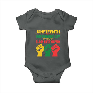 Juneteenth Is My Independence Day Baby Onesie Because BLM TS01 Dark Heather Print Your Wear
