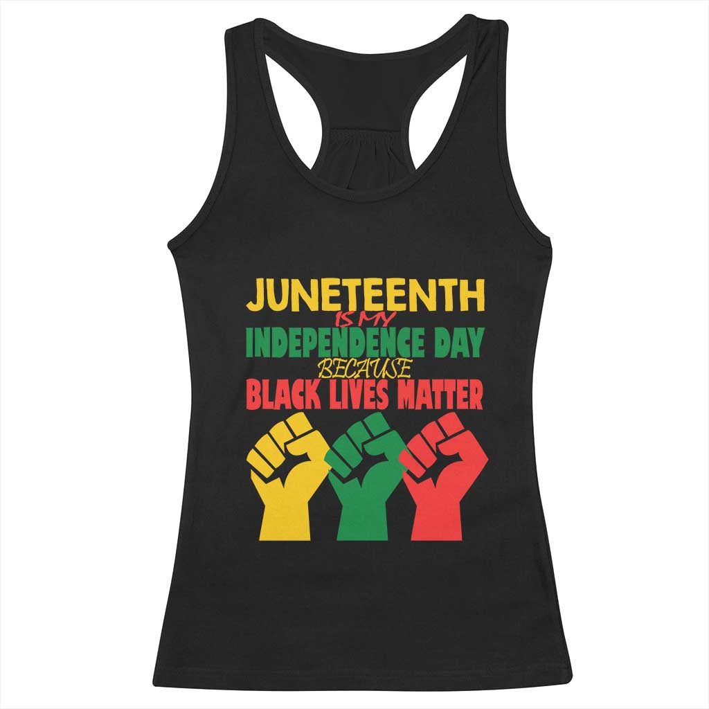 Juneteenth Is My Independence Day Racerback Tank Top Because BLM TS01 Black Print Your Wear
