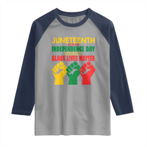 Juneteenth Is My Independence Day Raglan Shirt Because BLM TS01 Sport Gray Navy Print Your Wear