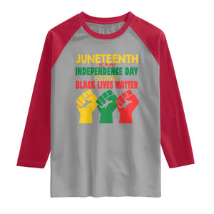 Juneteenth Is My Independence Day Raglan Shirt Because BLM TS01 Sport Gray Red Print Your Wear