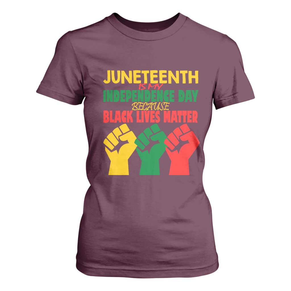 Juneteenth Is My Independence Day T Shirt For Women Because BLM TS01 Maroon Print Your Wear