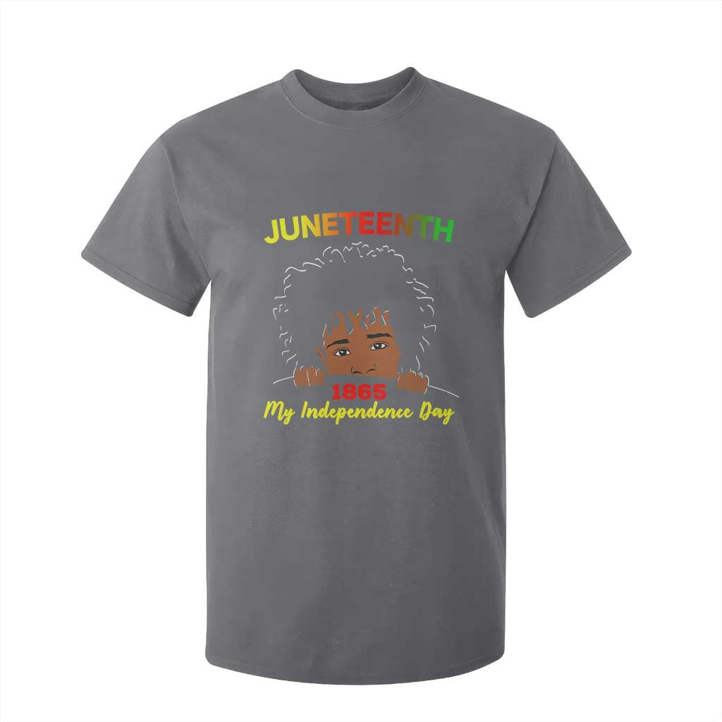 Celebrate Juneteenth Independence T Shirt For Kid Teen Youth Afro Locs Black Boy TS01 Charcoal Print Your Wear