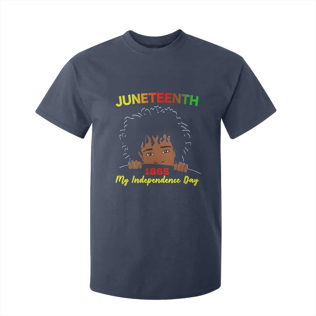 Celebrate Juneteenth Independence T Shirt For Kid Teen Youth Afro Locs Black Boy TS01 Navy Print Your Wear