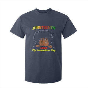 Celebrate Juneteenth Independence T Shirt For Kid Teen Youth Afro Locs Black Boy TS01 Navy Print Your Wear