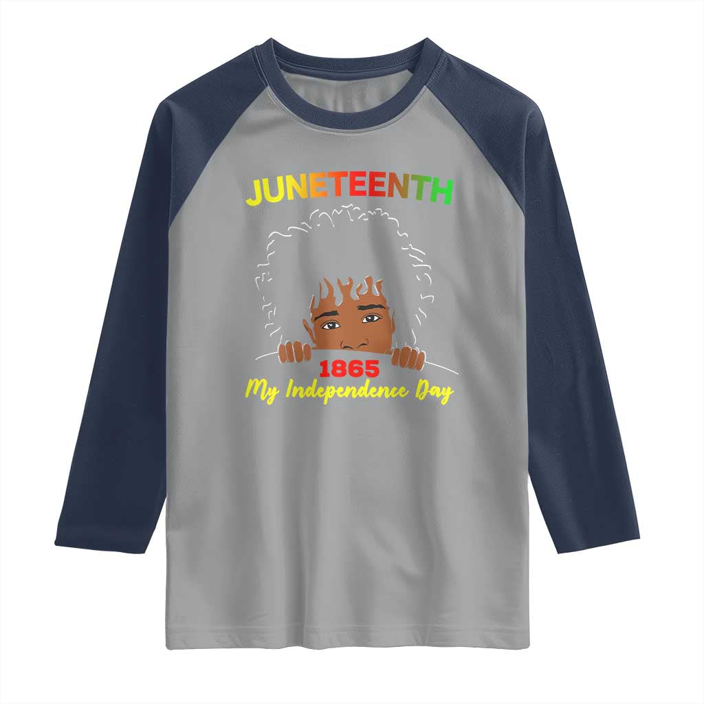 Celebrate Juneteenth Independence Raglan Shirt Teen Youth Afro Locs Black Boy TS01 Sport Gray Navy Print Your Wear