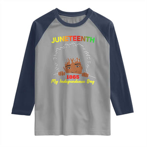 Celebrate Juneteenth Independence Raglan Shirt Teen Youth Afro Locs Black Boy TS01 Sport Gray Navy Print Your Wear