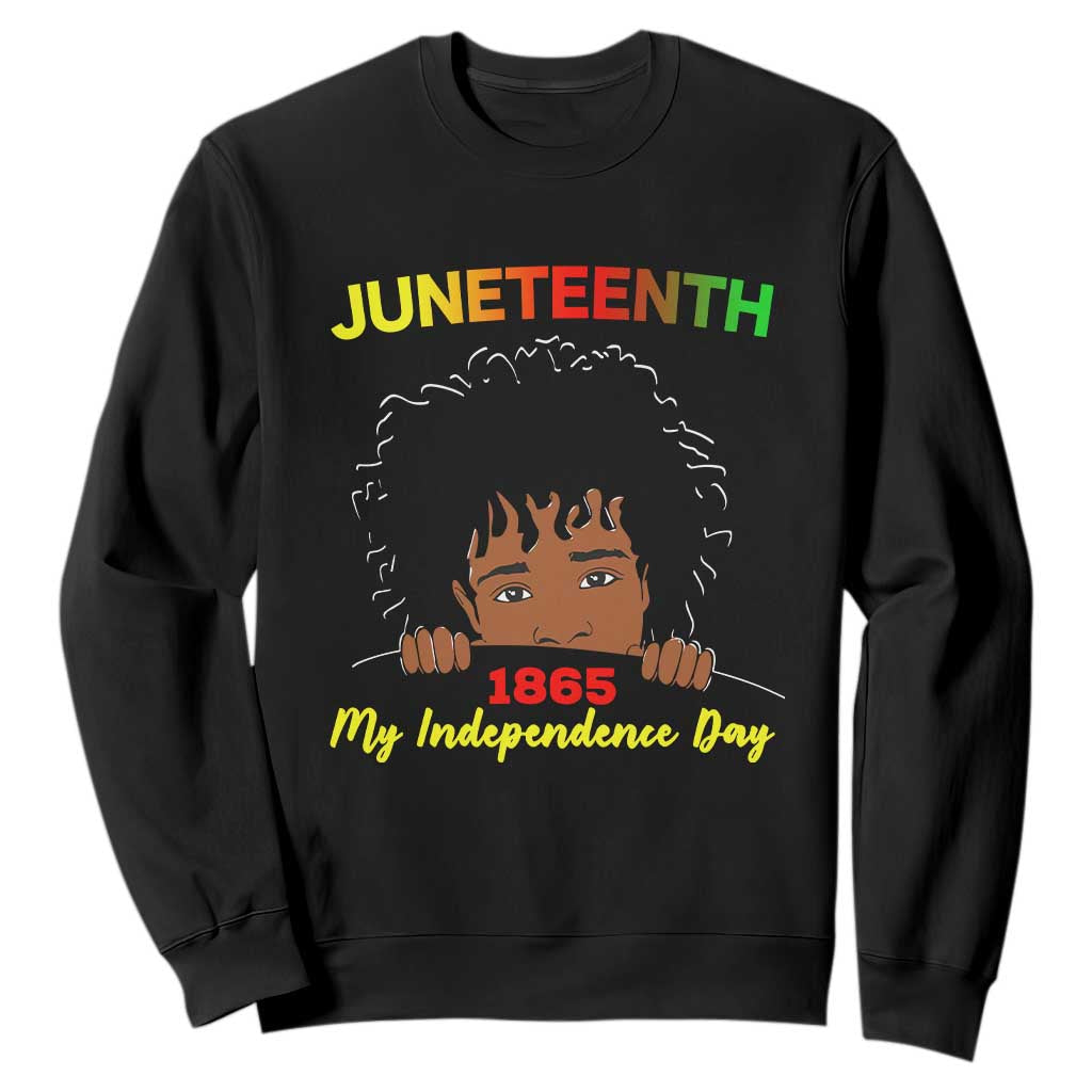 Happy Juneteenth Independence Sweatshirt Teen Youth Afro Locs Black Boy TS01 Black Printyourwear