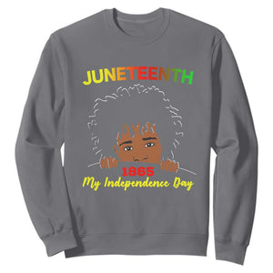 Happy Juneteenth Independence Sweatshirt Teen Youth Afro Locs Black Boy TS01 Charcoal Printyourwear