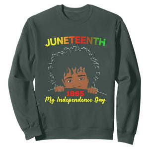 Happy Juneteenth Independence Sweatshirt Teen Youth Afro Locs Black Boy TS01 Dark Forest Green Printyourwear