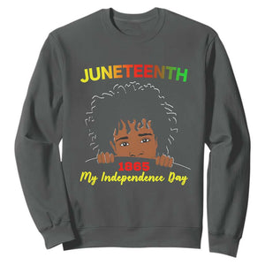 Happy Juneteenth Independence Sweatshirt Teen Youth Afro Locs Black Boy TS01 Dark Heather Printyourwear