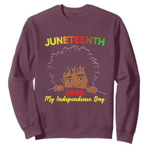 Happy Juneteenth Independence Sweatshirt Teen Youth Afro Locs Black Boy TS01 Maroon Printyourwear