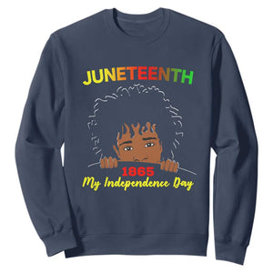 Happy Juneteenth Independence Sweatshirt Teen Youth Afro Locs Black Boy TS01 Navy Printyourwear