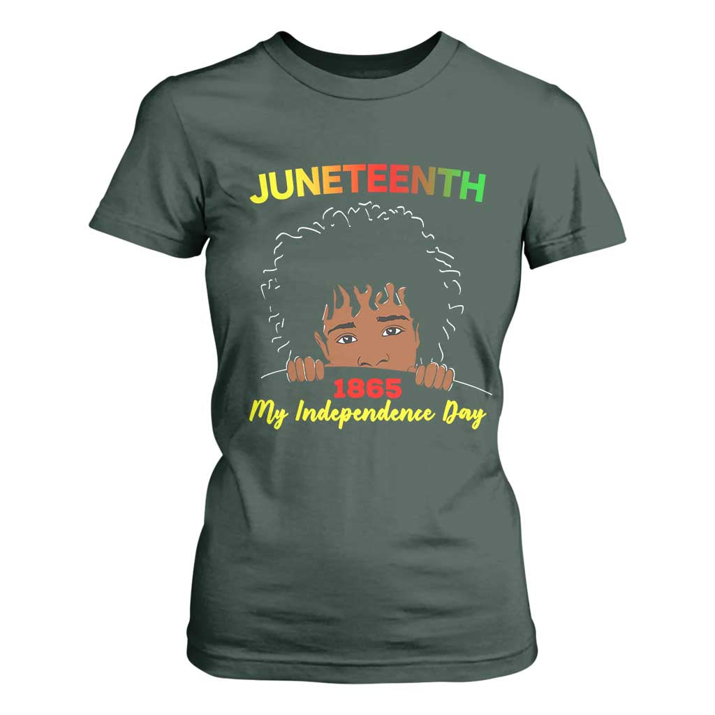 Celebrate Juneteenth Independence T Shirt For Women Teen Youth Afro Locs Black Boy TS01 Dark Forest Green Print Your Wear