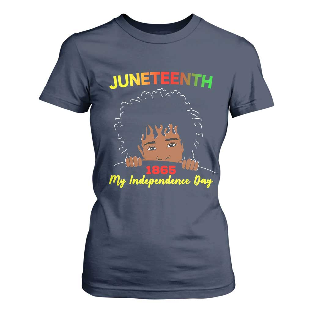 Celebrate Juneteenth Independence T Shirt For Women Teen Youth Afro Locs Black Boy TS01 Navy Print Your Wear