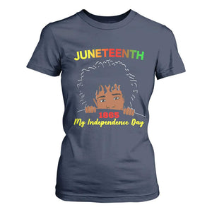 Celebrate Juneteenth Independence T Shirt For Women Teen Youth Afro Locs Black Boy TS01 Navy Print Your Wear