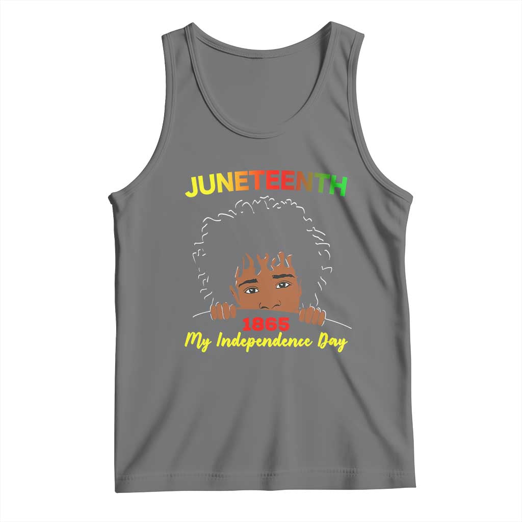 Celebrate Juneteenth Independence Tank Top Teen Youth Afro Locs Black Boy TS01 Black Heather Print Your Wear