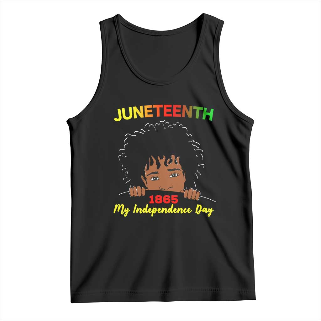 Celebrate Juneteenth Independence Tank Top Teen Youth Afro Locs Black Boy TS01 Black Print Your Wear