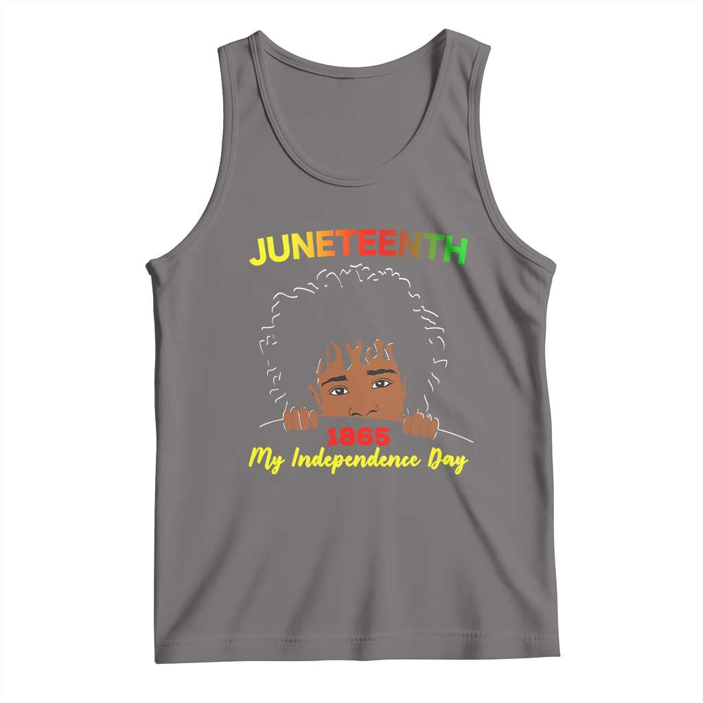 Celebrate Juneteenth Independence Tank Top Teen Youth Afro Locs Black Boy TS01 Deep Heather Print Your Wear