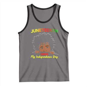 Celebrate Juneteenth Independence Tank Top Teen Youth Afro Locs Black Boy TS01 Deep Heather Black Print Your Wear