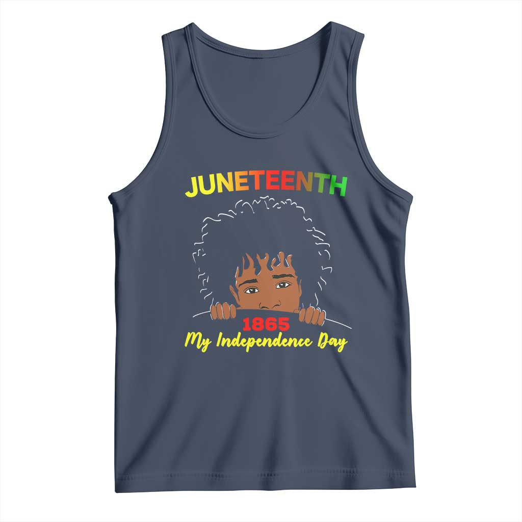 Celebrate Juneteenth Independence Tank Top Teen Youth Afro Locs Black Boy TS01 Navy Print Your Wear
