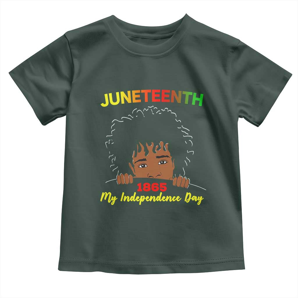Celebrate Juneteenth Independence Toddler T Shirt Teen Youth Afro Locs Black Boy TS01 Dark Forest Green Print Your Wear