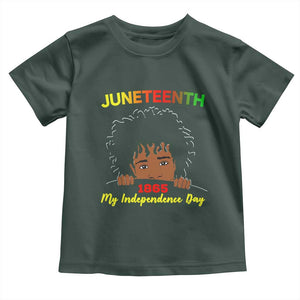 Celebrate Juneteenth Independence Toddler T Shirt Teen Youth Afro Locs Black Boy TS01 Dark Forest Green Print Your Wear