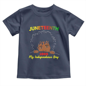 Celebrate Juneteenth Independence Toddler T Shirt Teen Youth Afro Locs Black Boy TS01 Navy Print Your Wear