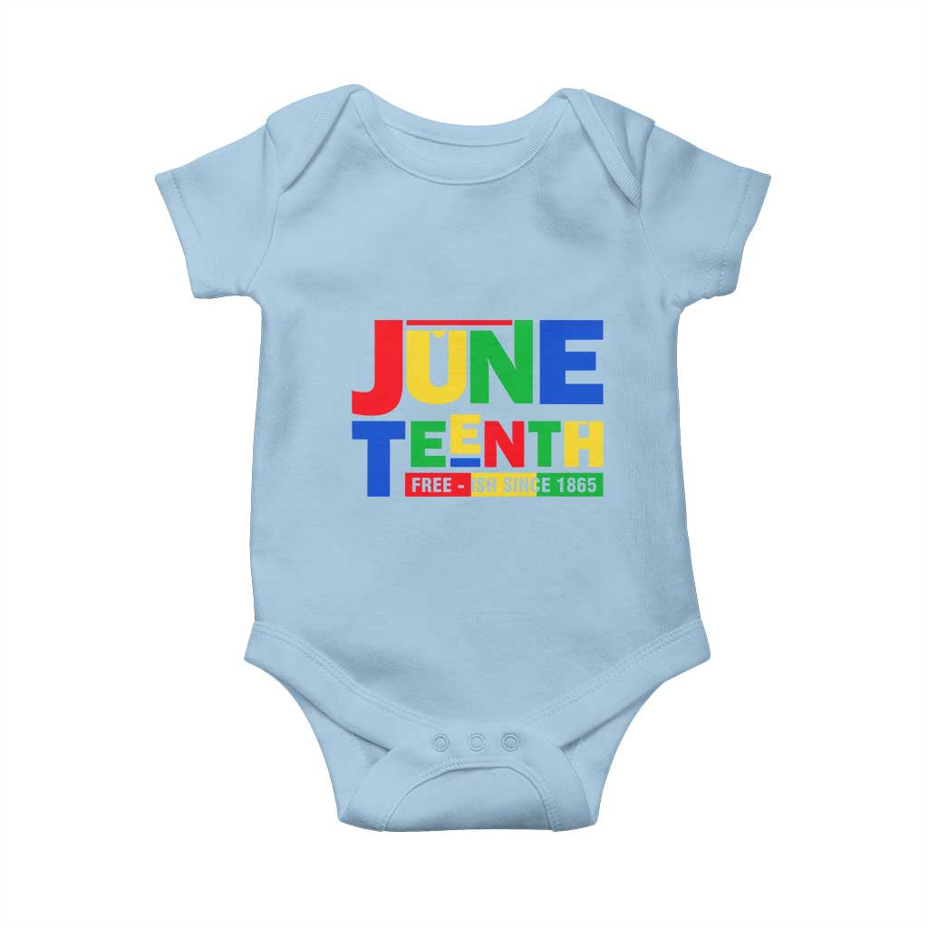 Juneteenth Free Ish Since 1865 Baby Onesie TS01 Light Blue Print Your Wear