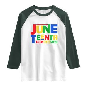 Juneteenth Free Ish Since 1865 Raglan Shirt TS01 White Dark Forest Green Print Your Wear