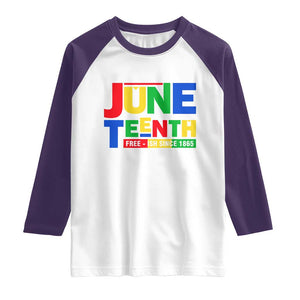 Juneteenth Free Ish Since 1865 Raglan Shirt TS01 White Purple Print Your Wear