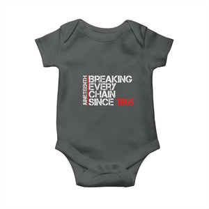 Juneteenth Breaking Every Chain Baby Onesie Since 1865 TS01 Dark Heather Print Your Wear