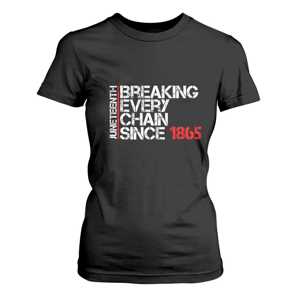 Juneteenth Breaking Every Chain T Shirt For Women Since 1865 TS01 Black Print Your Wear