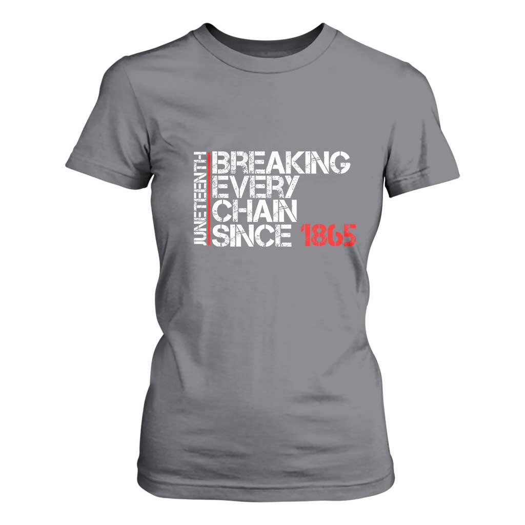 Juneteenth Breaking Every Chain T Shirt For Women Since 1865 TS01 Charcoal Print Your Wear