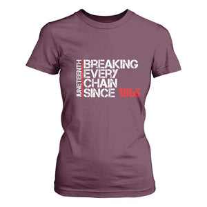 Juneteenth Breaking Every Chain T Shirt For Women Since 1865 TS01 Maroon Print Your Wear