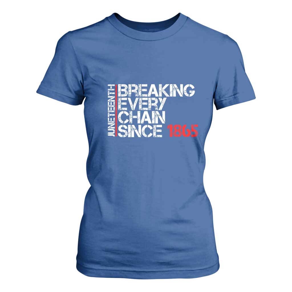 Juneteenth Breaking Every Chain T Shirt For Women Since 1865 TS01 Royal Blue Print Your Wear