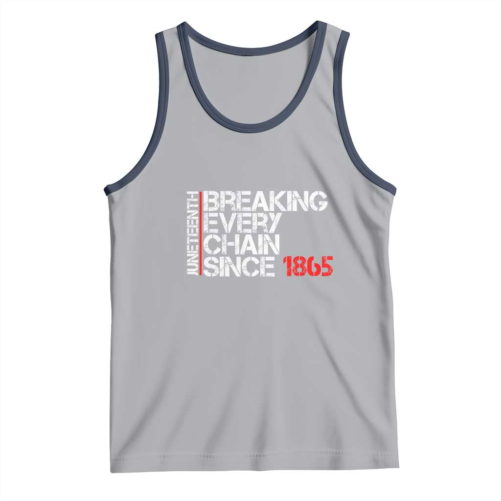 Juneteenth Breaking Every Chain Tank Top Since 1865 TS01 Athletic Heather Navy Print Your Wear