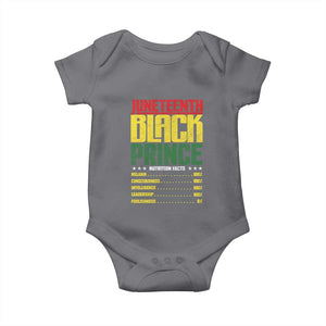 Juneteenth Black Prince Nutrition Facts Baby Onesie TS01 Charcoal Print Your Wear