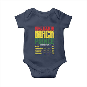 Juneteenth Black Prince Nutrition Facts Baby Onesie TS01 Navy Print Your Wear