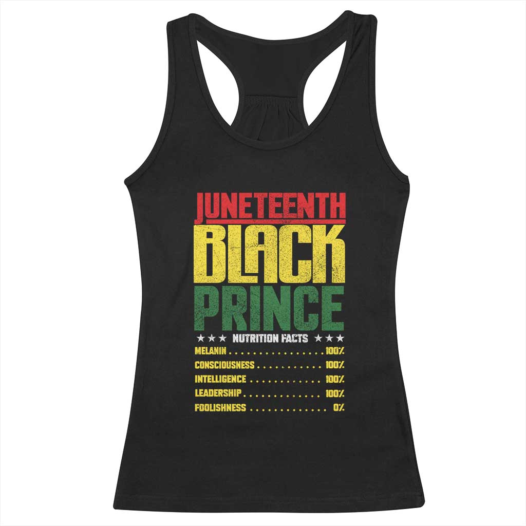 Juneteenth Black Prince Nutrition Facts Racerback Tank Top TS01 Black Print Your Wear