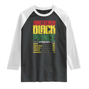 Juneteenth Black Prince Nutrition Facts Raglan Shirt TS01 Black White Print Your Wear