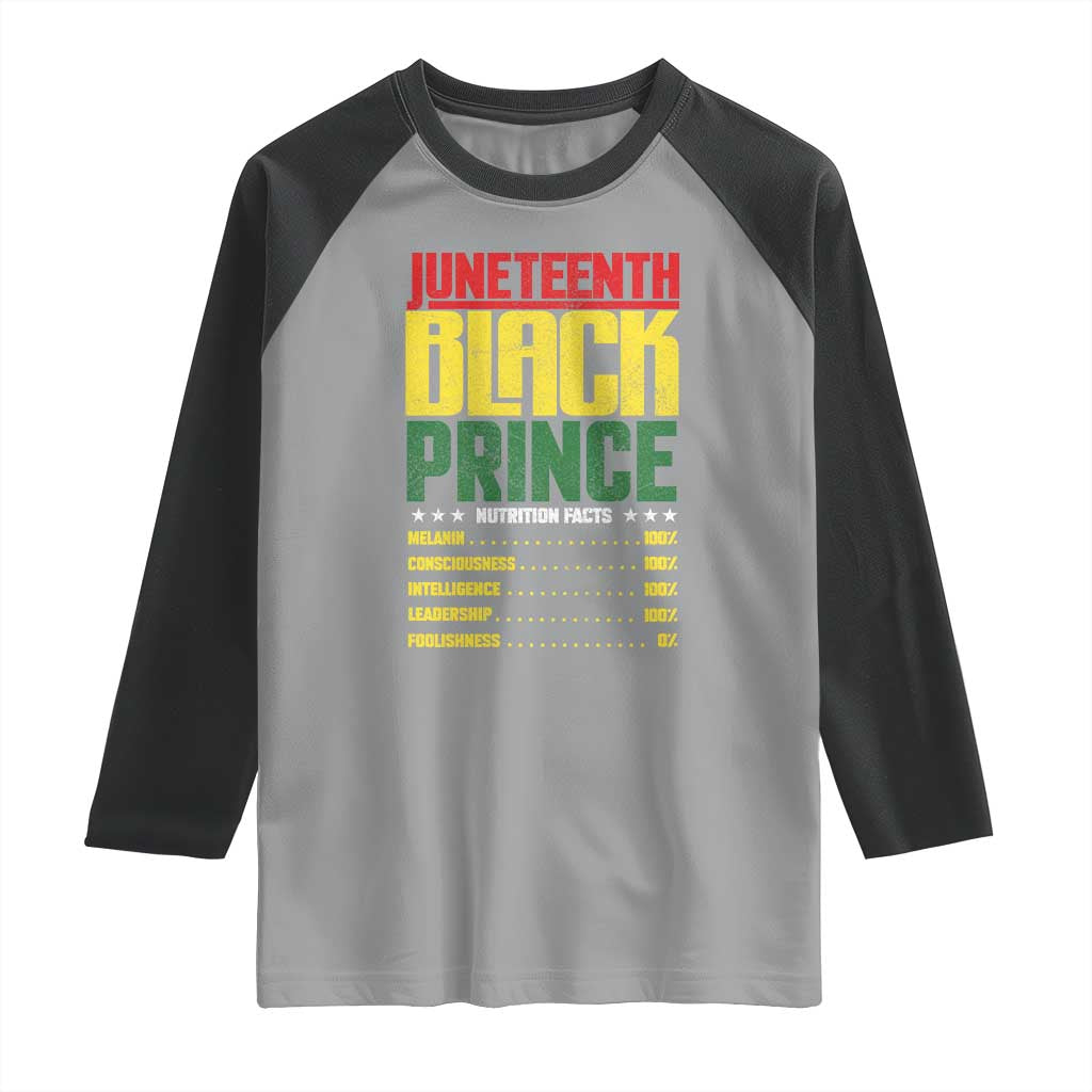 Juneteenth Black Prince Nutrition Facts Raglan Shirt TS01 Sport Gray Black Print Your Wear