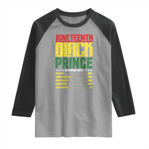 Juneteenth Black Prince Nutrition Facts Raglan Shirt TS01 Sport Gray Black Print Your Wear
