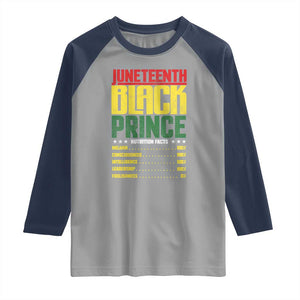 Juneteenth Black Prince Nutrition Facts Raglan Shirt TS01 Sport Gray Navy Print Your Wear