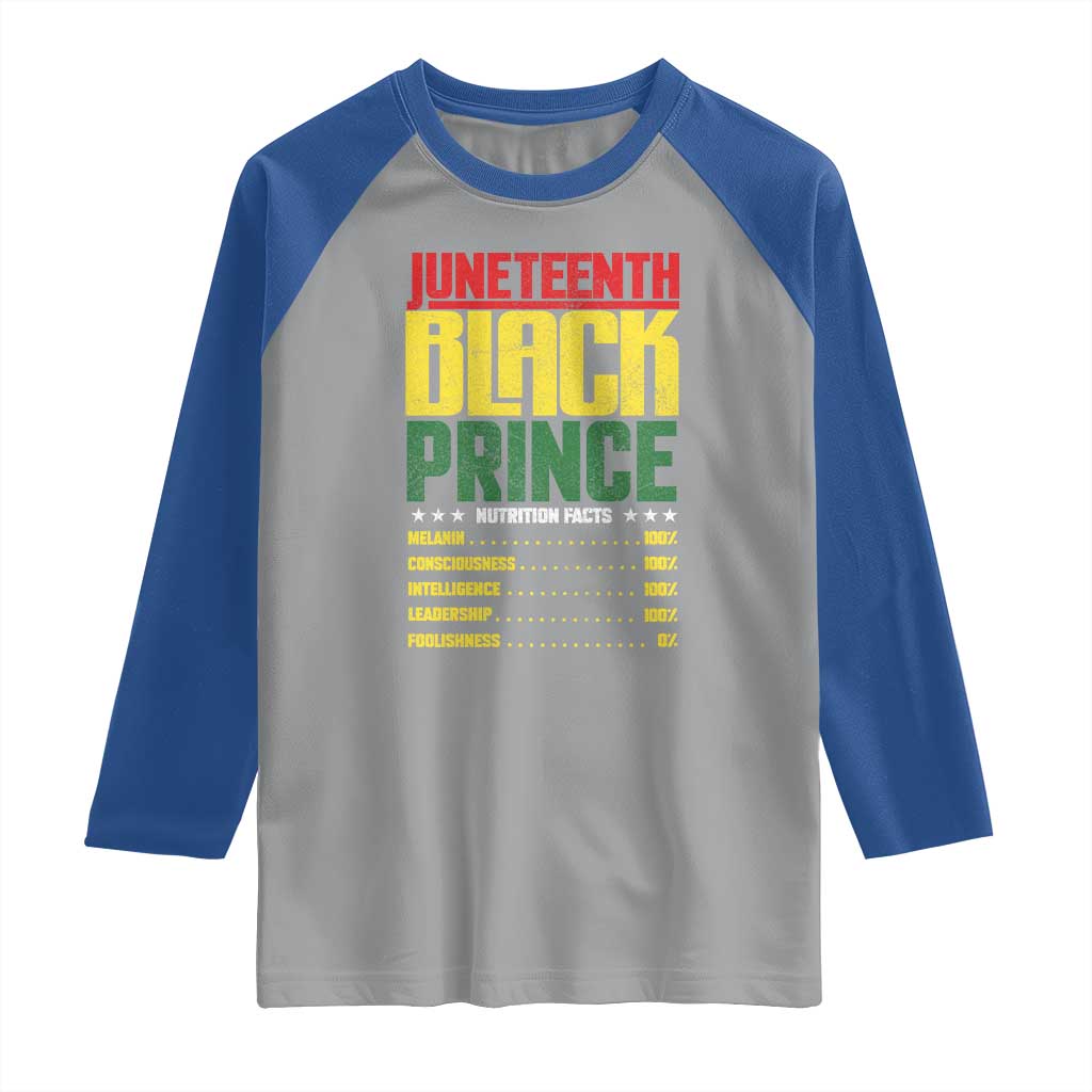 Juneteenth Black Prince Nutrition Facts Raglan Shirt TS01 Sport Gray Royal Print Your Wear