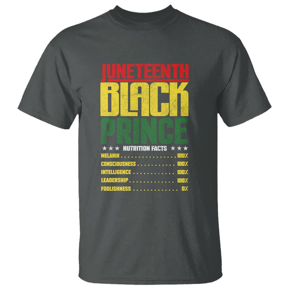 Juneteenth Black Prince Nutrition Facts T Shirt TS01 Dark Heather Printyourwear